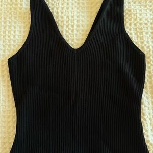 House of Harlow 1960 Black Ribbed Bodysuit